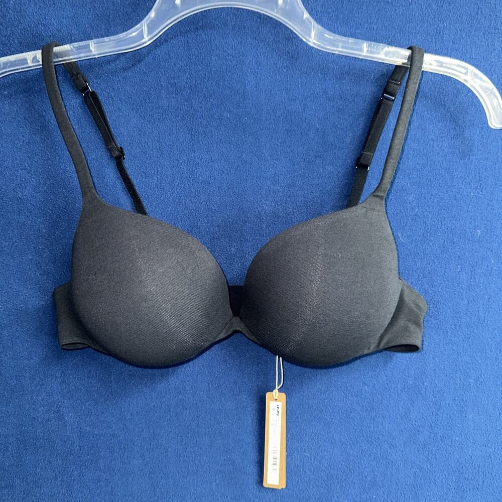 SKIMS Every Day, Cotton Ultimate Bra BR-pus 10645w ONYX Black 36B NWT